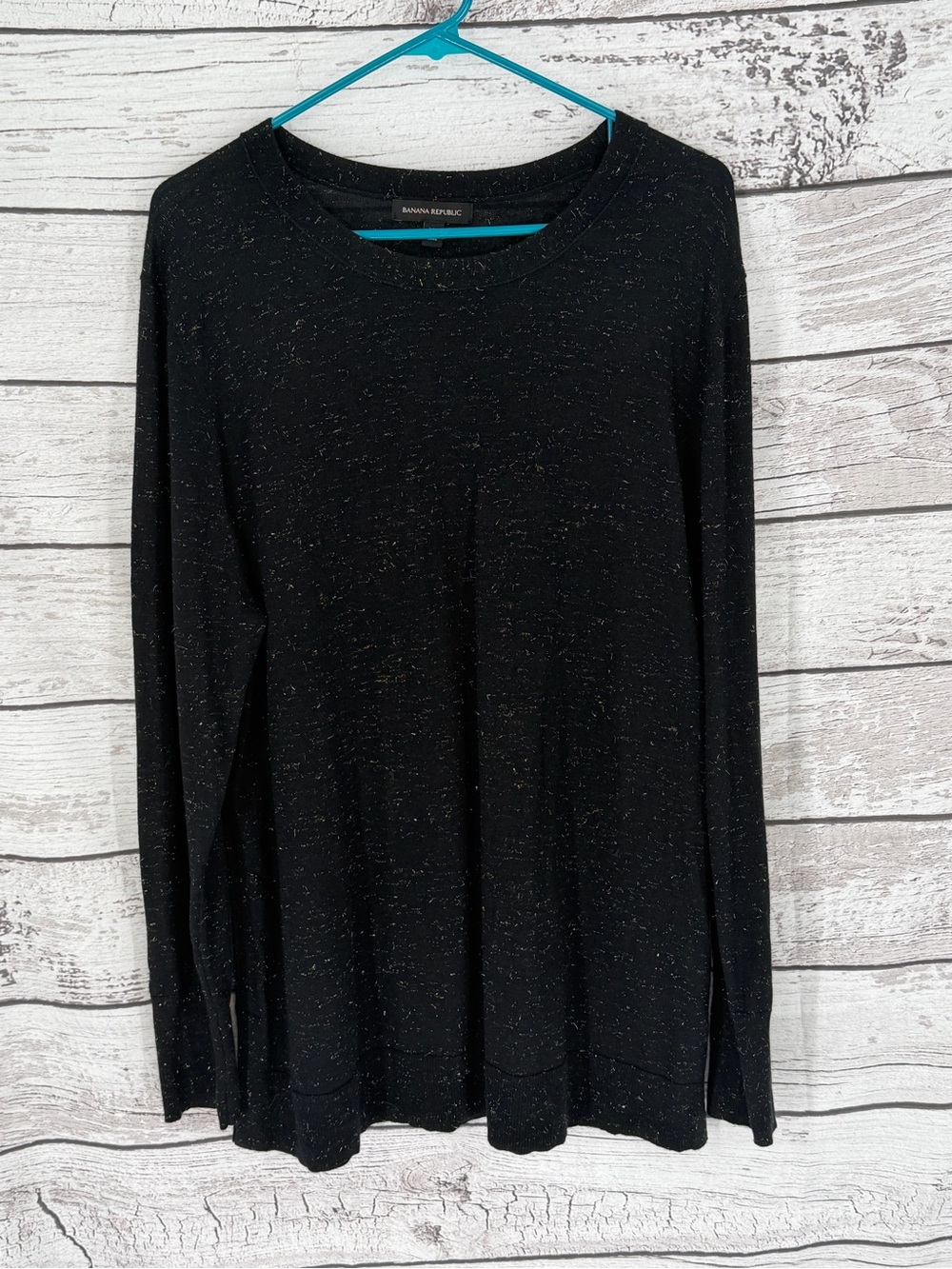 Banana Republic Black and Gold Speckled Crewneck Sweater
